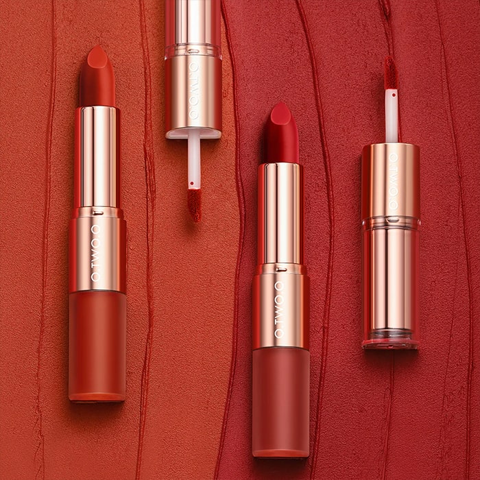 رژ لب دو طرفه مایع و جامد اوتوو O.two.o مدل Double-Ended Lip Glaze And Lipstick رنگ Hazeinut شماره L08 - تصویر 3
