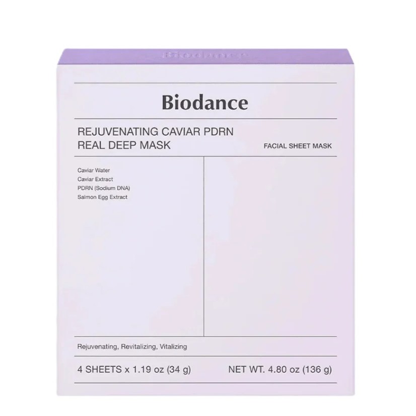 ماسک ورقه ای جوانساز خاویار و PDRN بایودنس Biodance بسته 4 عددی